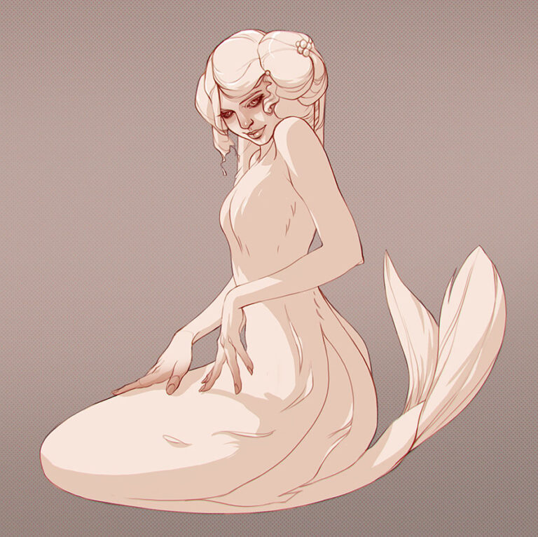 line art mermaid